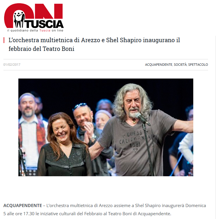 170201-L’orchestra multietnica di Arezzo e Shel Shapiro inaugurano il febbraio del Teatro Boni - OnTuscia Quotidiano Viterbo e provincia