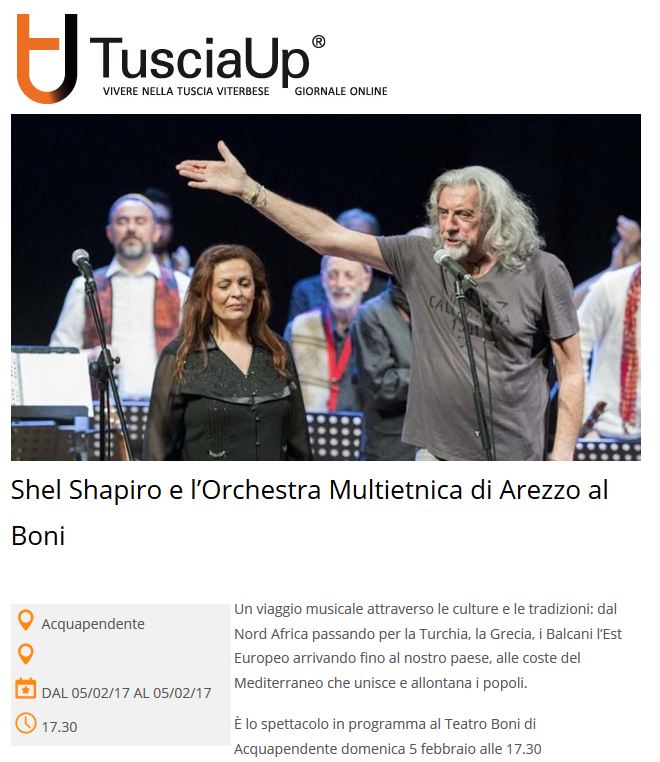 170202-Shel Shapiro e l’Orchestra Multietnica di Arezzo al Boni - Tuscia Up - Il portale di informazione di Viterbo e provinciaTuscia Up – Il portale di informazione di Viterbo e provincia