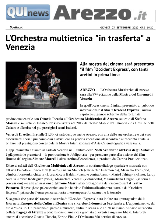 200903-L'Orchestra multietnica in trasferta a Venezia Spettacoli AREZZO